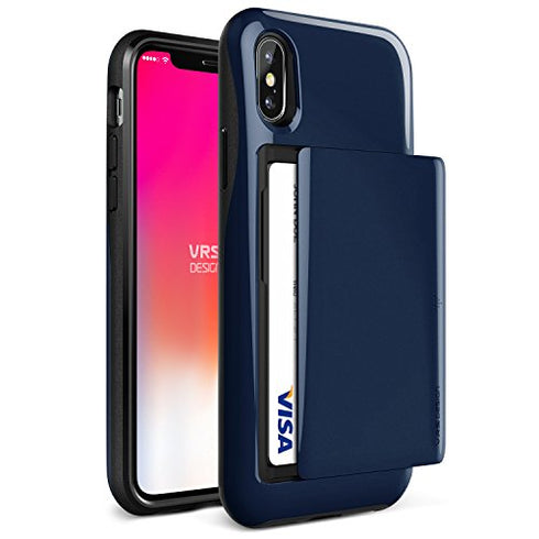 VRS Design iPhone X case cover Damda Glide Card Slider Wallet - Deep Sea Blue